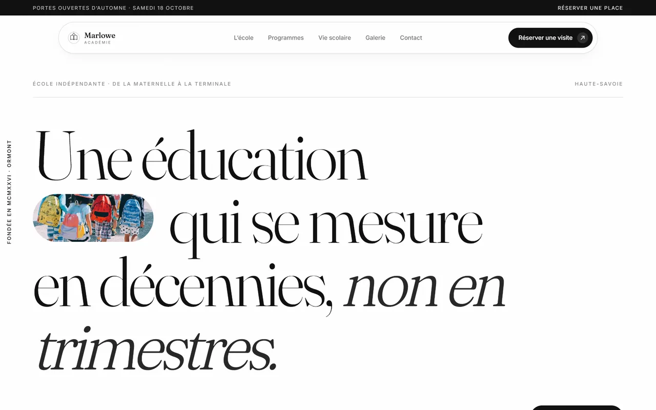Aperçu du site Académie Marlowe