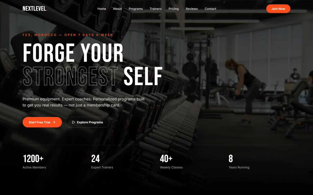 Aperçu du site NextLevel Fitness